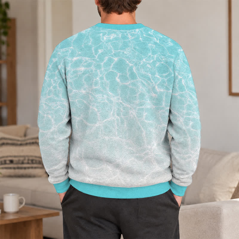 Christianartworkshop Deep Waters Whale Isaiah 43:2 Ocean Blue Faith Lightweight Sweater - image 3