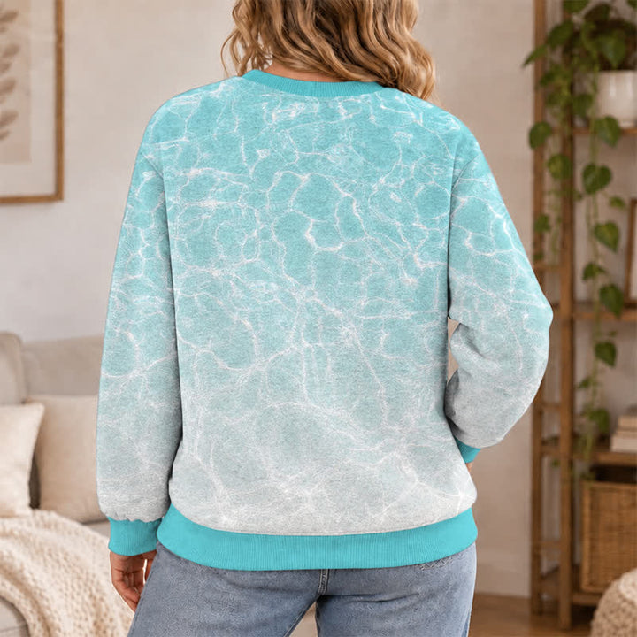 Christianartworkshop Deep Waters Whale Isaiah 43:2 Ocean Blue Faith Lightweight Sweater - image 5