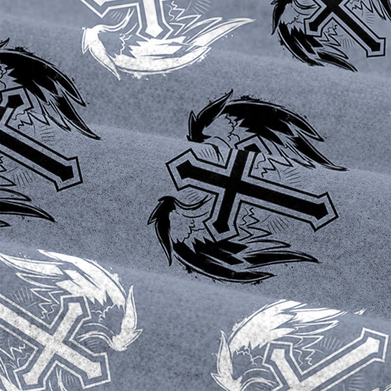 Christianartworkshop Gothic Winged Cross Allover Faith Lightweight Sweater - image 8