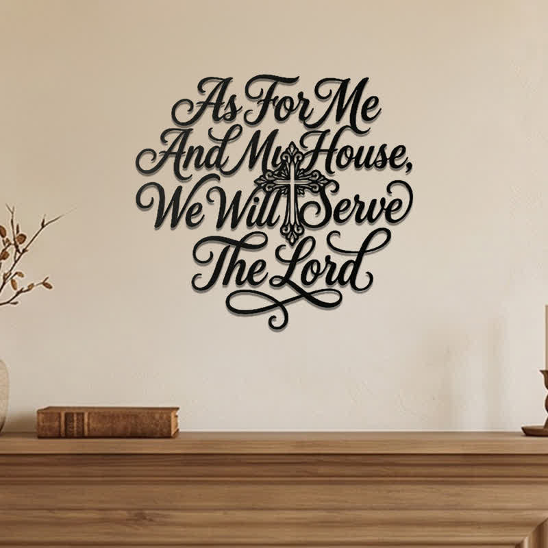 Christianartworkshop Cursive Scripture Cross Family Verse Metal Wall Decor: Timeless Emblem of Sacred Redemptive Grace - image 1