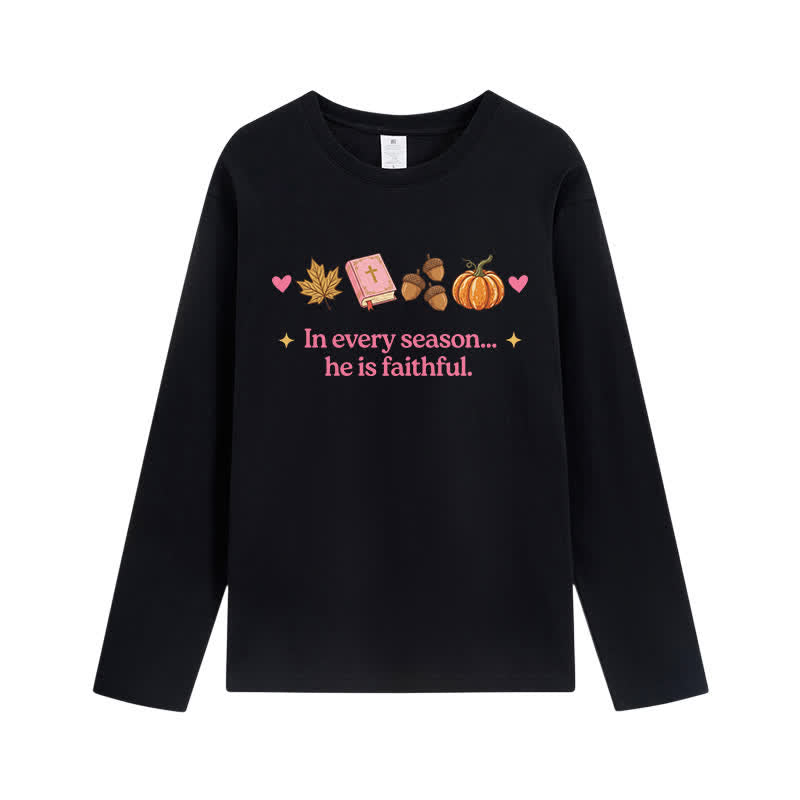 Christianartworkshop In Every Season He Is Faithful Thanksgiving Day Graphic Unisex Long-sleeve T-shirt - Black - 3XL - image 6