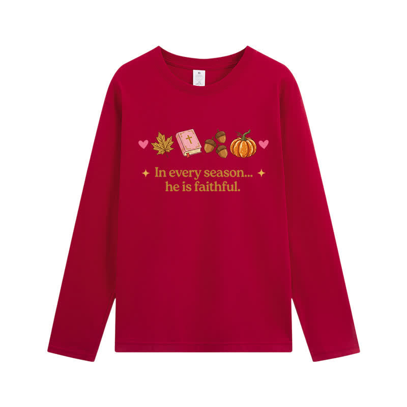Christianartworkshop In Every Season He Is Faithful Thanksgiving Day Graphic Unisex Long-sleeve T-shirt - Wine - 3XL - image 9