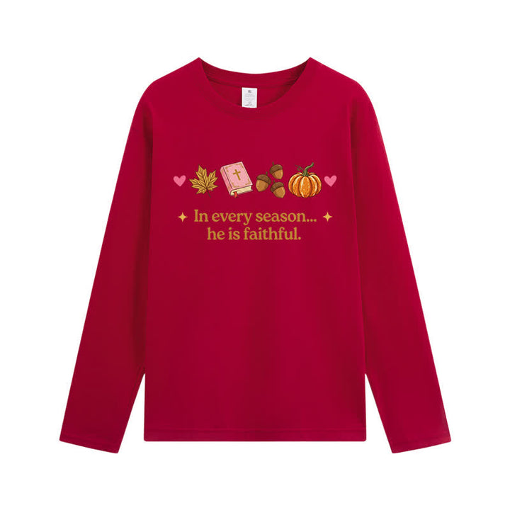 Christianartworkshop In Every Season He Is Faithful Thanksgiving Day Graphic Unisex Long-sleeve T-shirt - Wine - 3XL - image 9