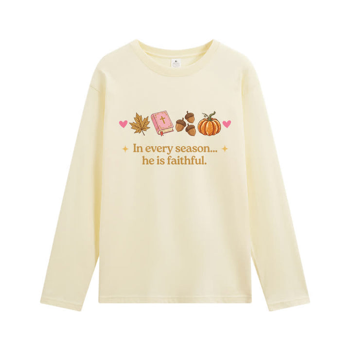 Christianartworkshop In Every Season He Is Faithful Thanksgiving Day Graphic Unisex Long-sleeve T-shirt - Yellow - 3XL - image 2
