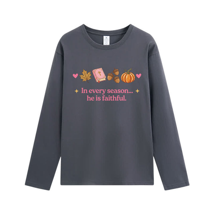 Christianartworkshop In Every Season He Is Faithful Thanksgiving Day Graphic Unisex Long-sleeve T-shirt - Grey - 3XL - image 7