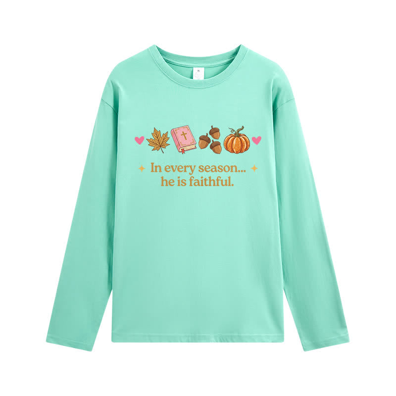 Christianartworkshop In Every Season He Is Faithful Thanksgiving Day Graphic Unisex Long-sleeve T-shirt - Mint - 3XL - image 8