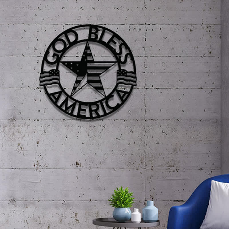 Christianartworkshop Round Ring God Bless USA Star Flag Metal Wall Decor: Timeless Emblem of Sacred Redemptive Grace - image 9