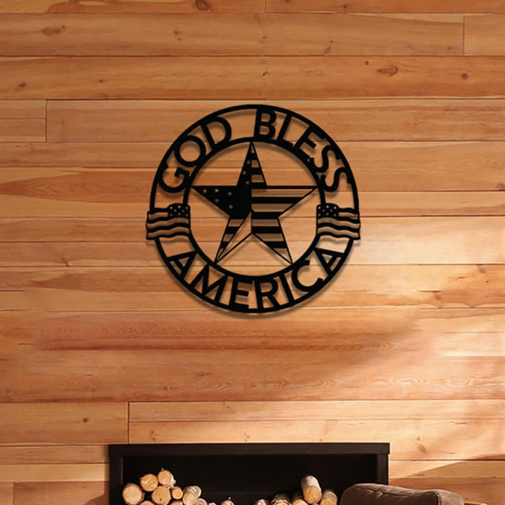 Christianartworkshop Round Ring God Bless USA Star Flag Metal Wall Decor: Timeless Emblem of Sacred Redemptive Grace - image 10