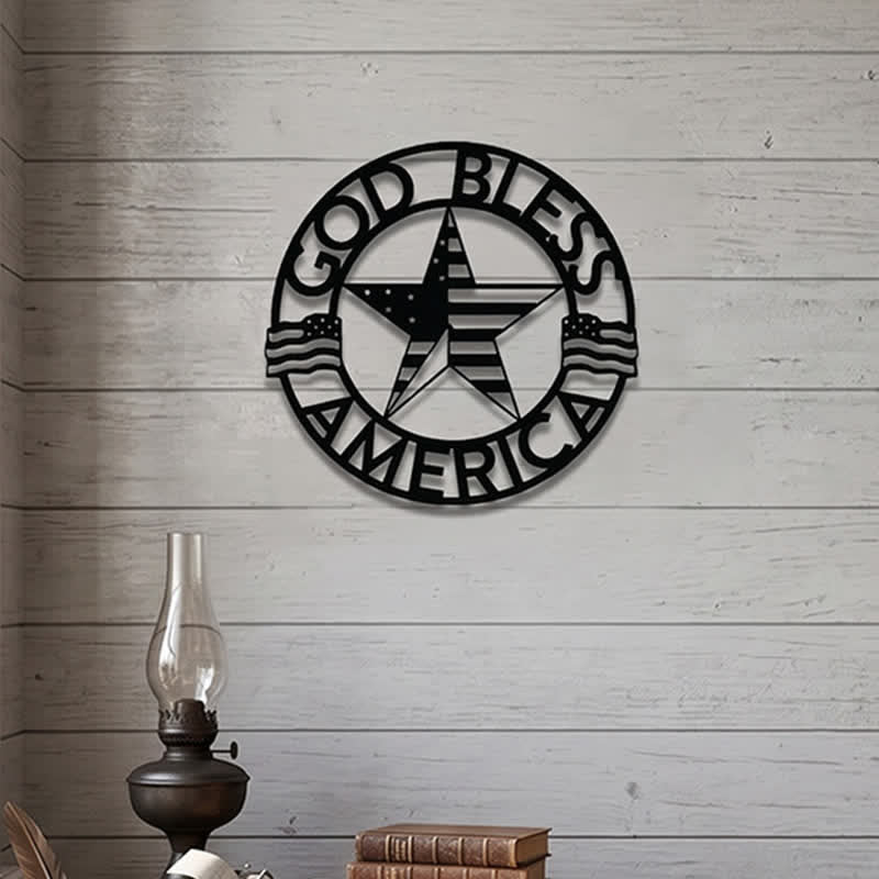 Christianartworkshop Round Ring God Bless USA Star Flag Metal Wall Decor: Timeless Emblem of Sacred Redemptive Grace - image 8