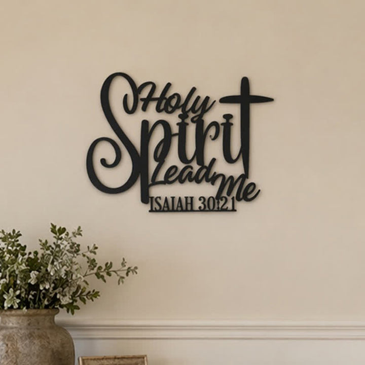 Christianartworkshop Isaiah 30:21 Holy Spirit Lead Me Cross Script Metal Wall Decor: Symbol of Gentle Divine Guidance - image 4