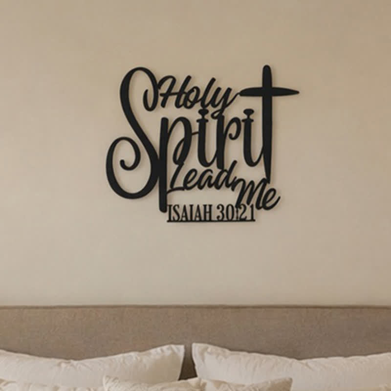 Christianartworkshop Isaiah 30:21 Holy Spirit Lead Me Cross Script Metal Wall Decor: Symbol of Gentle Divine Guidance - image 1