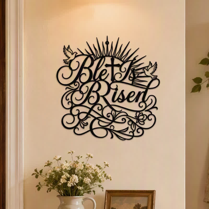 Christianartworkshop He Is Risen Script Metal Wall Sign: Emblem of Timeless Resurrection Hope - image 3
