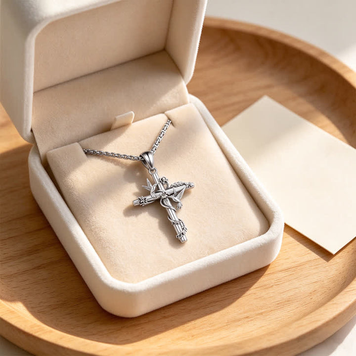 Christianartworkshop Delicate Engraved Nature Cross Necklace: Token of Pure Heavenly Devotion - image 7