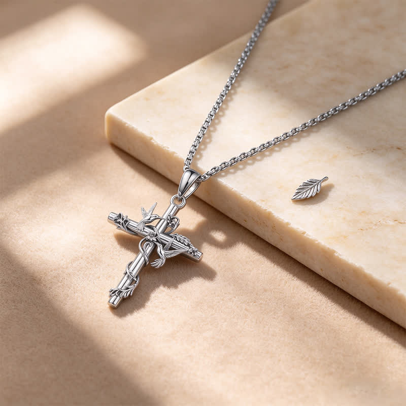 Christianartworkshop Delicate Engraved Nature Cross Necklace: Token of Pure Heavenly Devotion - image 6