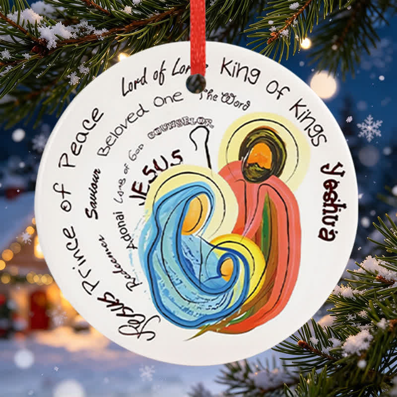 Christianartworkshop Colorful Art Jesus Name Round Hanging Ornament: Sign of Gentle Heavenly Peace - Acrylic - image 0