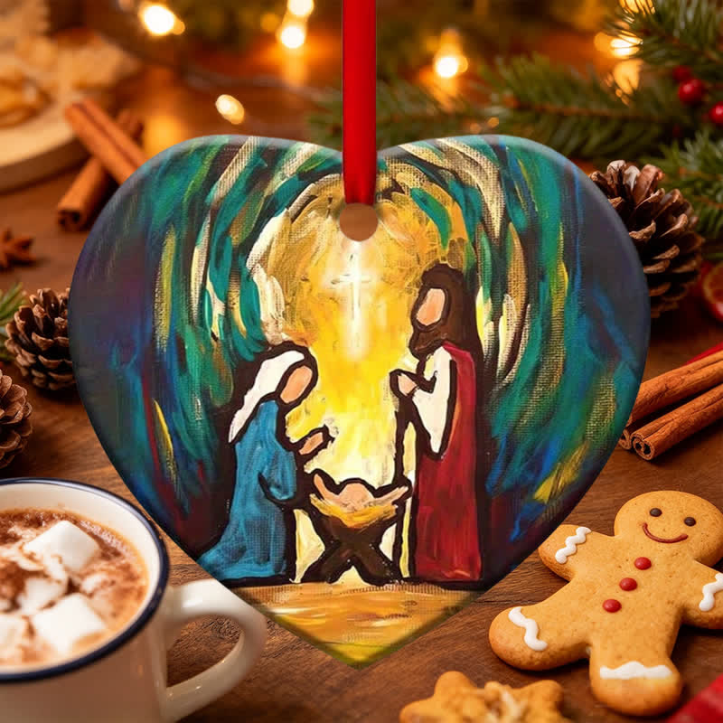 Christianartworkshop Vivid Art Nativity Scene Hanging Ornament: Emblem of Timeless Sacred Story - image 3