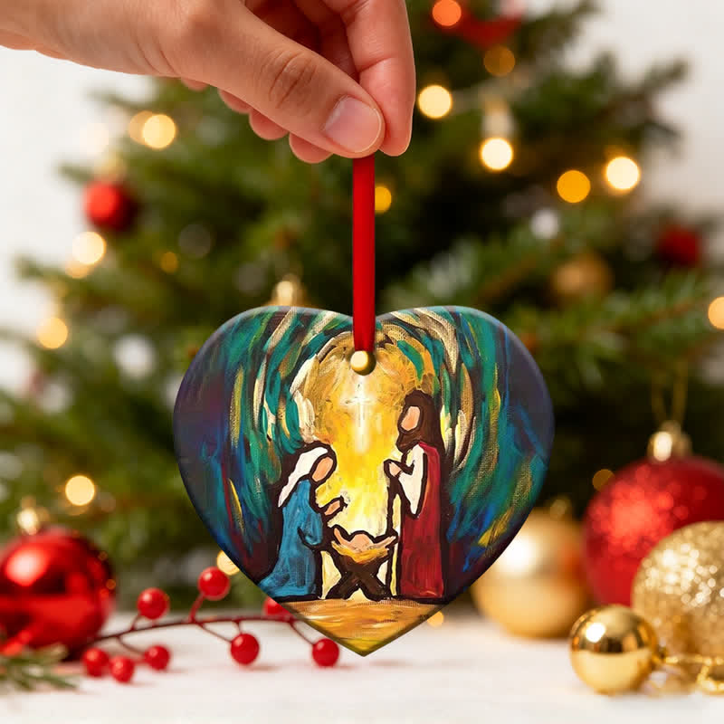 Christianartworkshop Vivid Art Nativity Scene Hanging Ornament: Emblem of Timeless Sacred Story - image 1