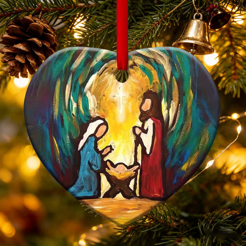 Christianartworkshop Vivid Art Nativity Scene Hanging Ornament: Emblem of Timeless Sacred Story - image 4