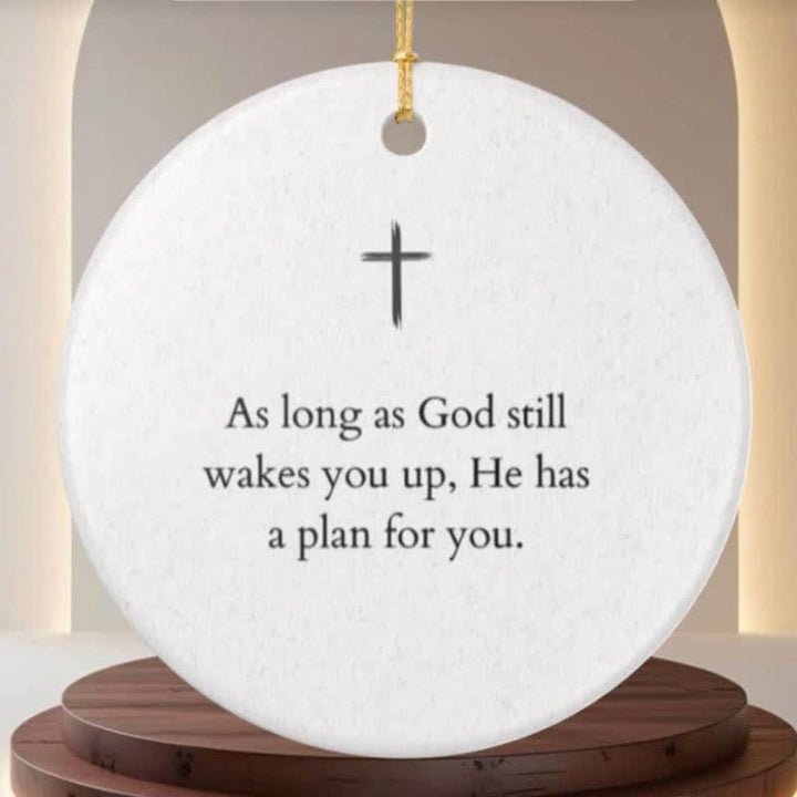 Christianartworkshop Simple Cross Text Hanging Ornament: Symbol of Unfailing Divine Purpose - Acrylic - image 0