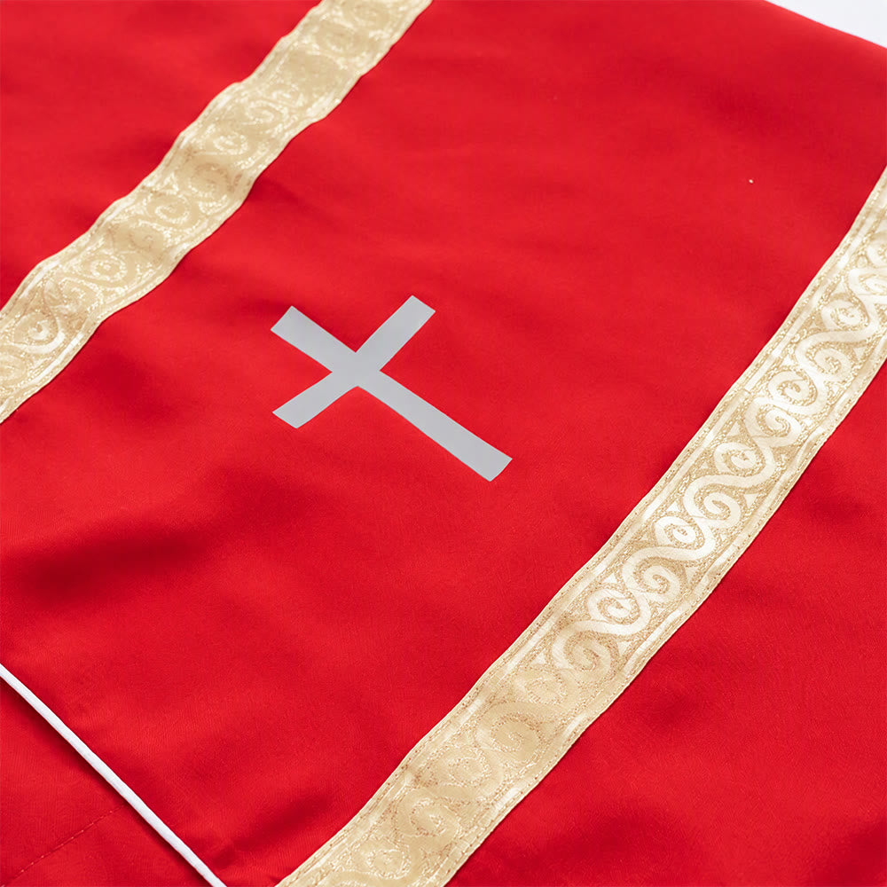 Christianartworkshop Multicolor Flared Sleeves Cassock with Cross Motifs & Ritual Aesthetic - image 3
