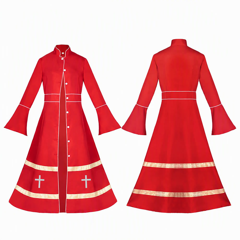 Christianartworkshop Multicolor Flared Sleeves Cassock with Cross Motifs & Ritual Aesthetic - image 2