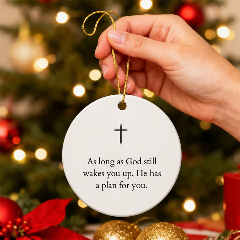 Christianartworkshop Simple Cross Text Hanging Ornament: Symbol of Unfailing Divine Purpose - image 1