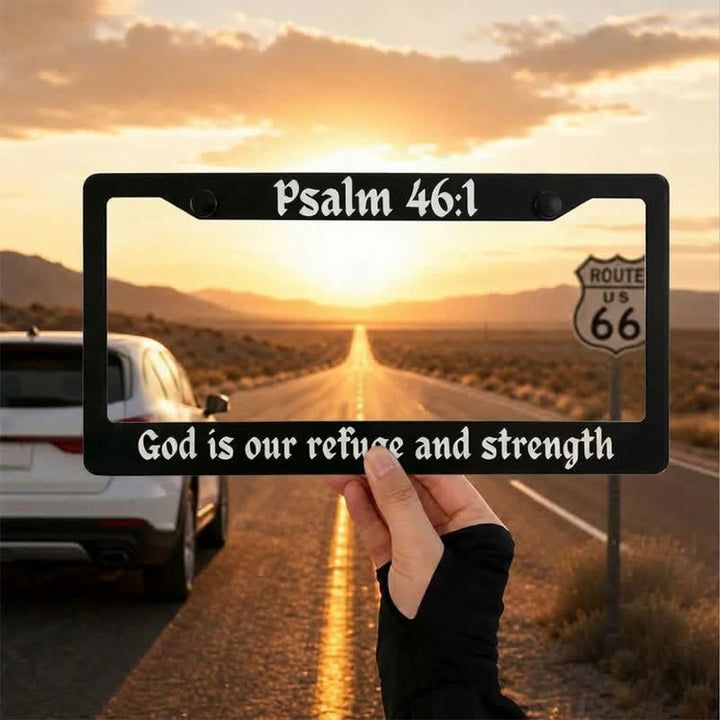 Christianartworkshop Psalm 18:32 Scripture Metal Car Frame: Emblem of Abiding Heavenly Strength - 12.24"*6.26"*0.31"/31.1cm*15.9cm*0.8cm (Standard 6"x12" US plate size) - Psalm 46:1 - image 15
