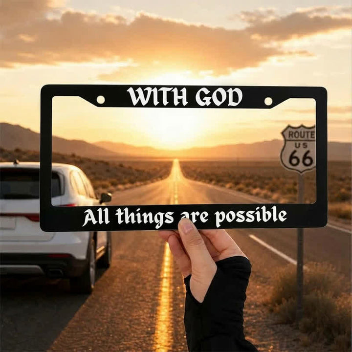 Christianartworkshop Psalm 18:32 Scripture Metal Car Frame: Emblem of Abiding Heavenly Strength - 12.24"*6.26"*0.31"/31.1cm*15.9cm*0.8cm (Standard 6"x12" US plate size) - WITH GOD - image 18