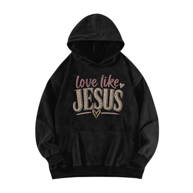 Christianartworkshop Love Like JESUS Vintage Heart Washed Hoodie - Black - 5XL - image 0