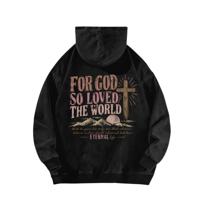 Christianartworkshop John 3:16 Cross Glow Vintage Black Washed Hoodie - image 1