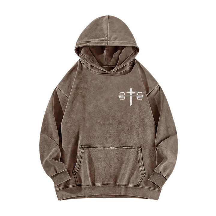 Christianartworkshop Not By My Strength But His Brown Washed Hoodie - image 2