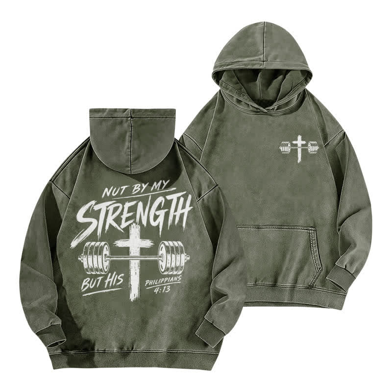 Christianartworkshop Not By My Strength But His Brown Washed Hoodie - Army Green - 5XL - image 12