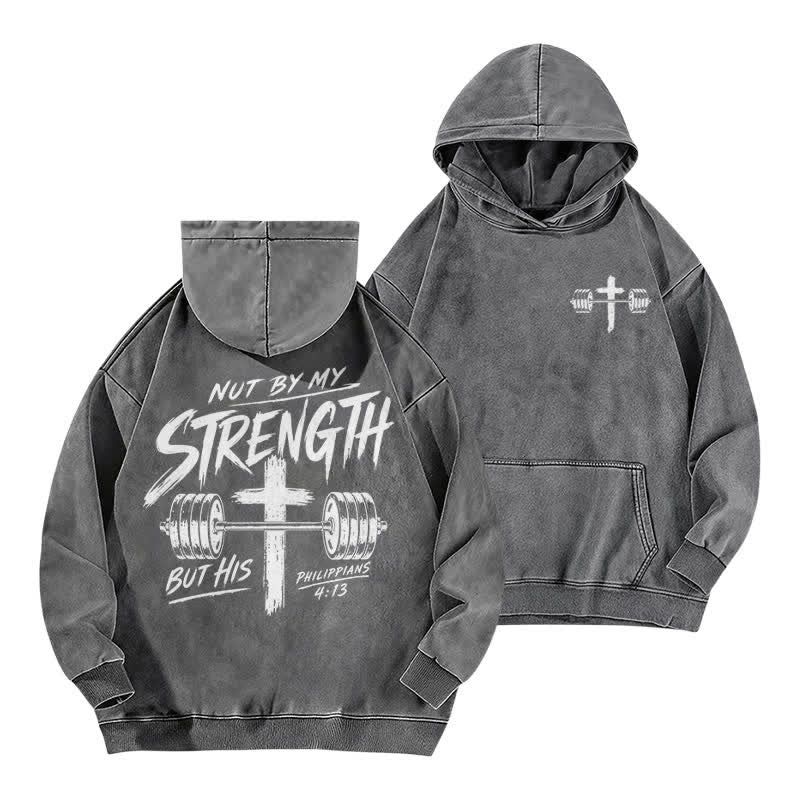 Christianartworkshop Not By My Strength But His Brown Washed Hoodie - Grey - 5XL - image 9