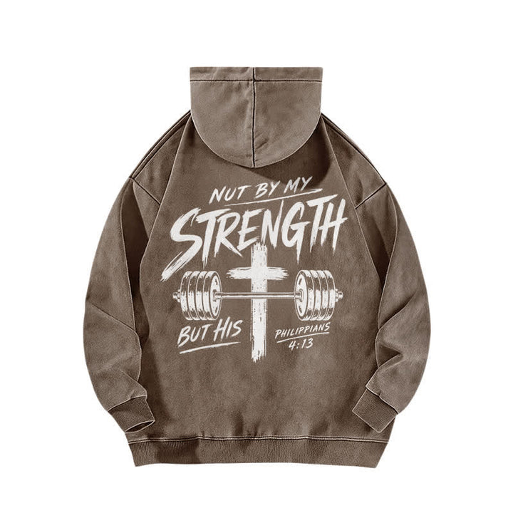 Christianartworkshop Not By My Strength But His Brown Washed Hoodie - image 1