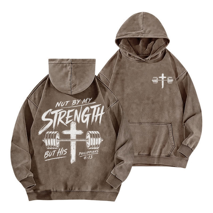 Christianartworkshop Not By My Strength But His Brown Washed Hoodie - Coffee - 5XL - image 0