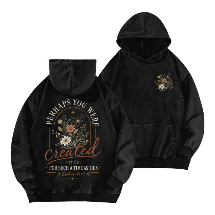 Christianartworkshop For Such A Time As This Floral Washed Hoodie - Black - 5XL - image 3