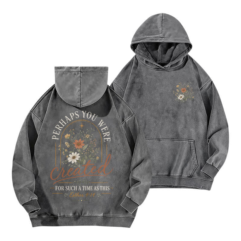 Christianartworkshop For Such A Time As This Floral Washed Hoodie - Grey - 5XL - image 6