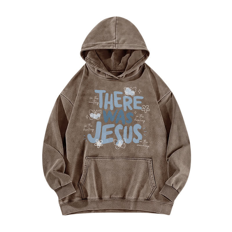 Christianartworkshop There Was Jesus Butterfly Bloom Washed Hoodie - Coffee - 5XL - image 5