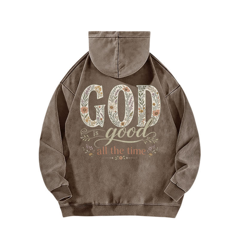 Christianartworkshop God Is Good Vintage Brown Washed Hoodie - image 1