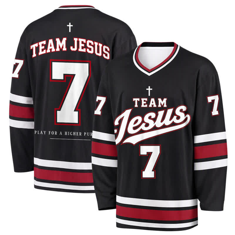 Christianartworkshop Team Jesus Black Vintage Hockey Jersey - 5XL - image 0