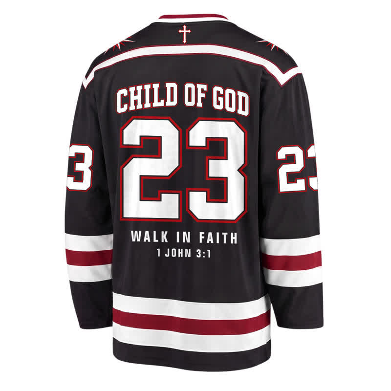 Christianartworkshop Jesus Child Of God 23 Black Hockey Jersey - image 1