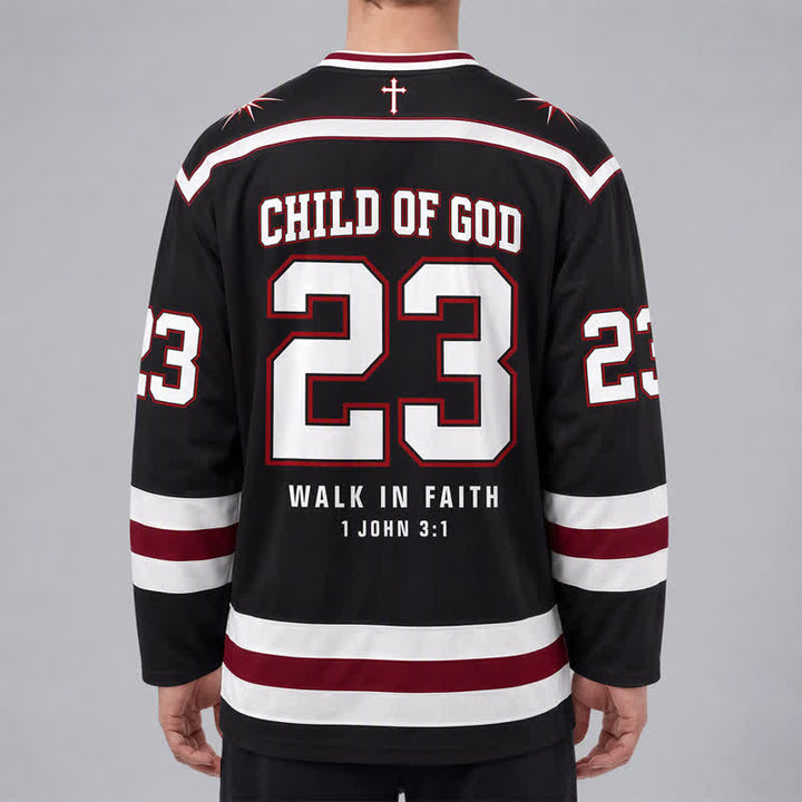 Christianartworkshop Jesus Child Of God 23 Black Hockey Jersey - image 4
