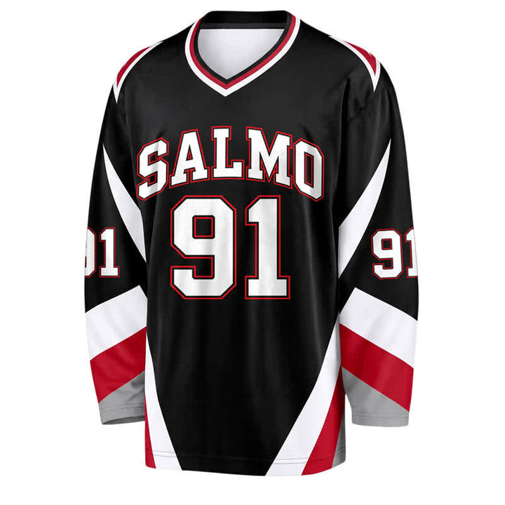 Christianartworkshop Salmo 91 Black V Neck Street Hockey Jersey - image 2