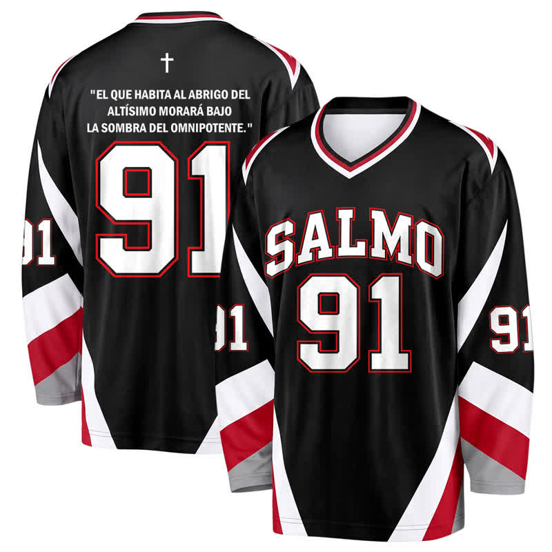Christianartworkshop Salmo 91 Black V Neck Street Hockey Jersey - 5XL - image 0