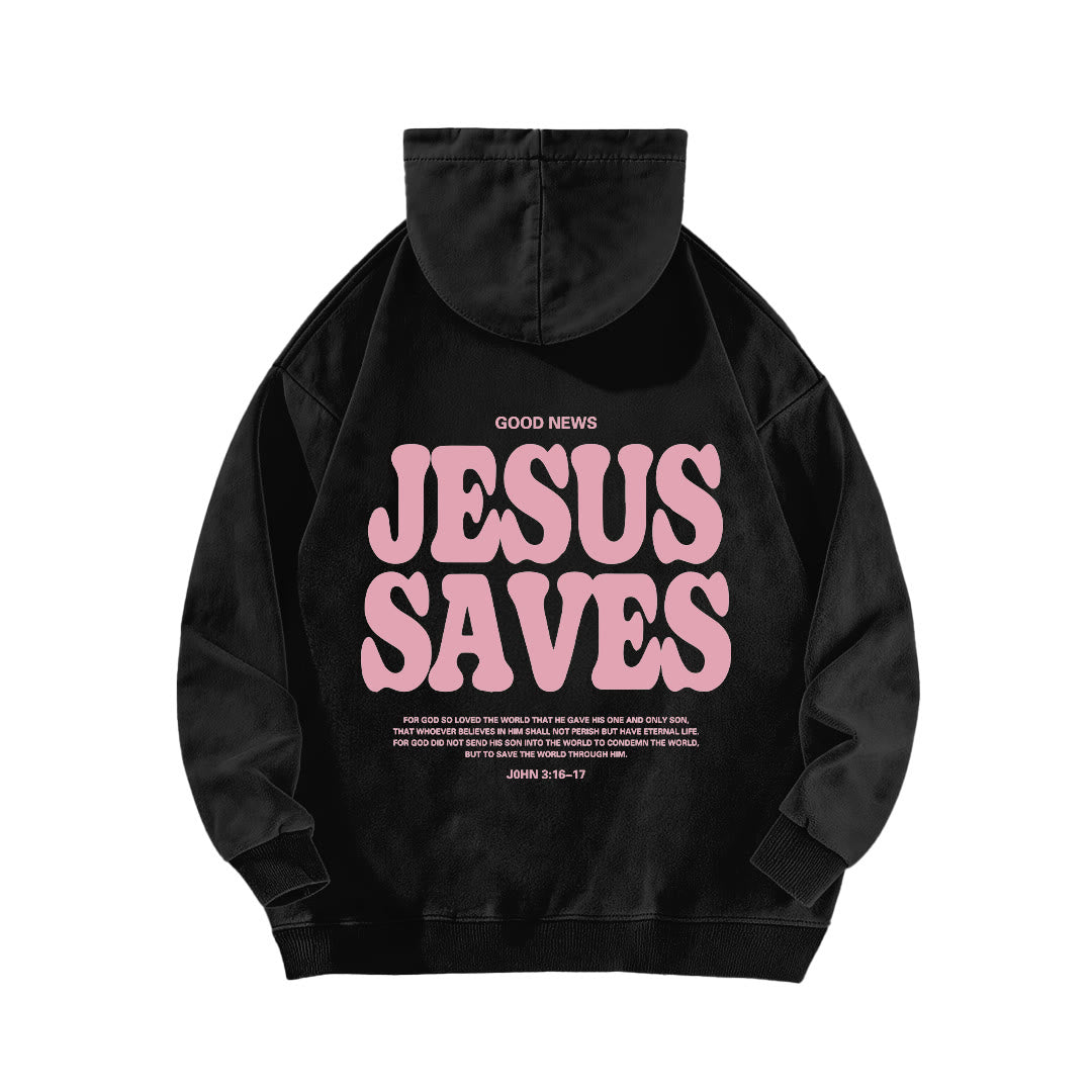 Christianartworkshop Jesus Saves Good News Front And Back Washed Hoodie - image 1