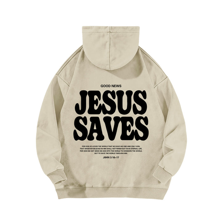 Christianartworkshop Jesus Saves Good News Front And Back Washed Hoodie - image 13
