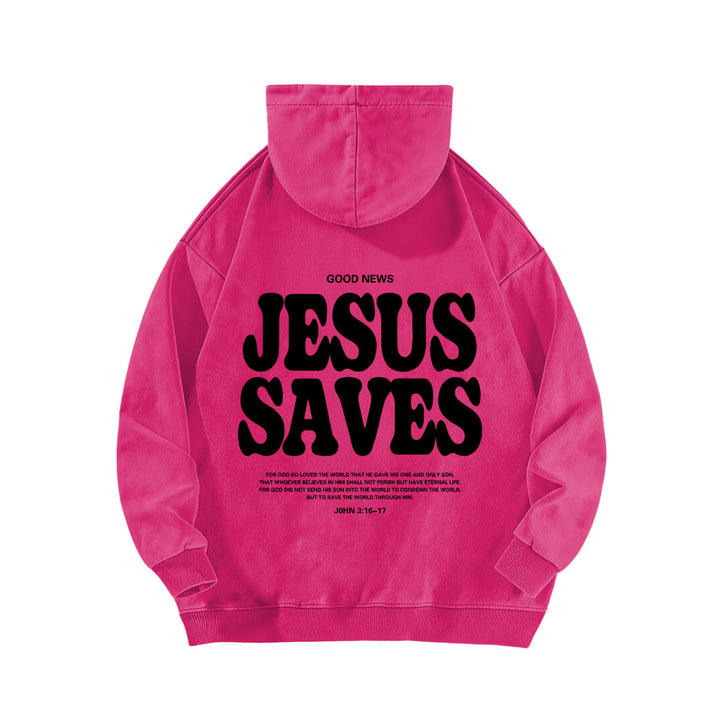 Christianartworkshop Jesus Saves Good News Front And Back Washed Hoodie - image 16