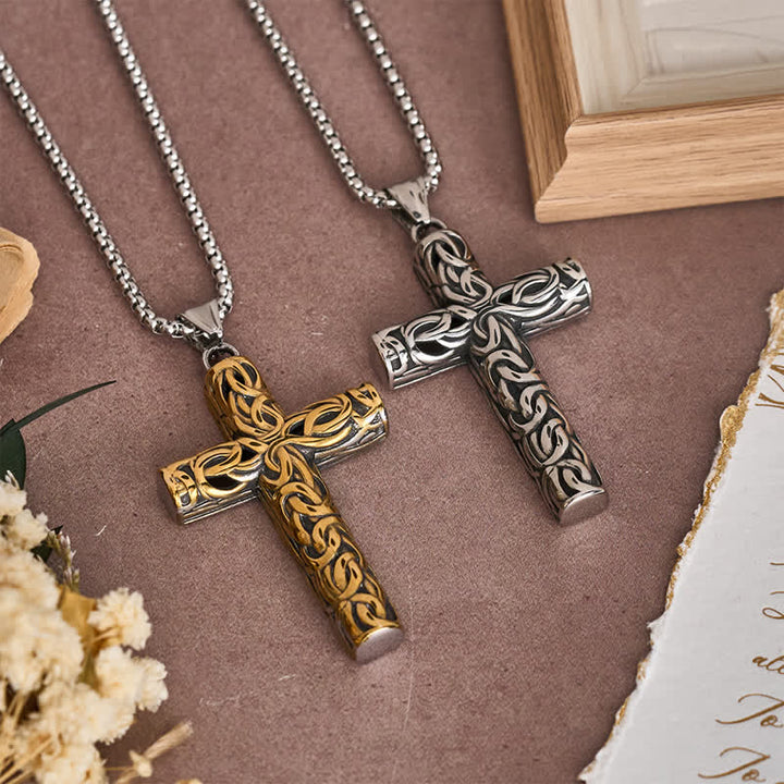 Christianartworkshop Hollow Twisted Knot Relief Cross Pendant Necklace: Timeless Emblem of Gentle Heavenly Guardianship - image 2