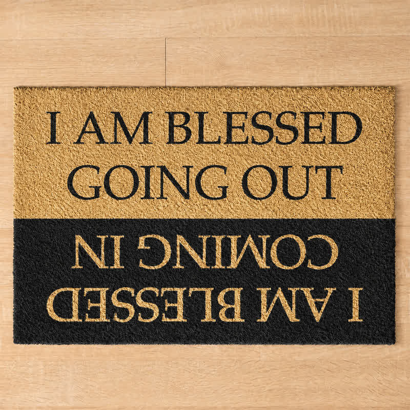 Christianartworkshop Two-Sided Faith Quote I Am Blessed Coming In & Going Out  Coir Doormat - image 4