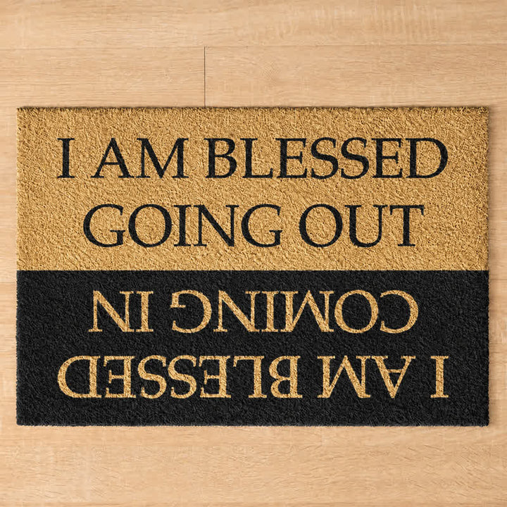 Christianartworkshop Two-Sided Faith Quote I Am Blessed Coming In & Going Out  Coir Doormat - image 4
